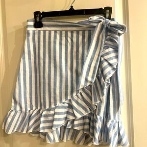 Blue and white stripped wrap skirt
